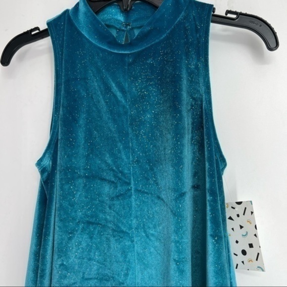 5/$25 HARPER Canyon Girls High Neck Sparkle Velour A-Line Dress - Picture 4 of 6